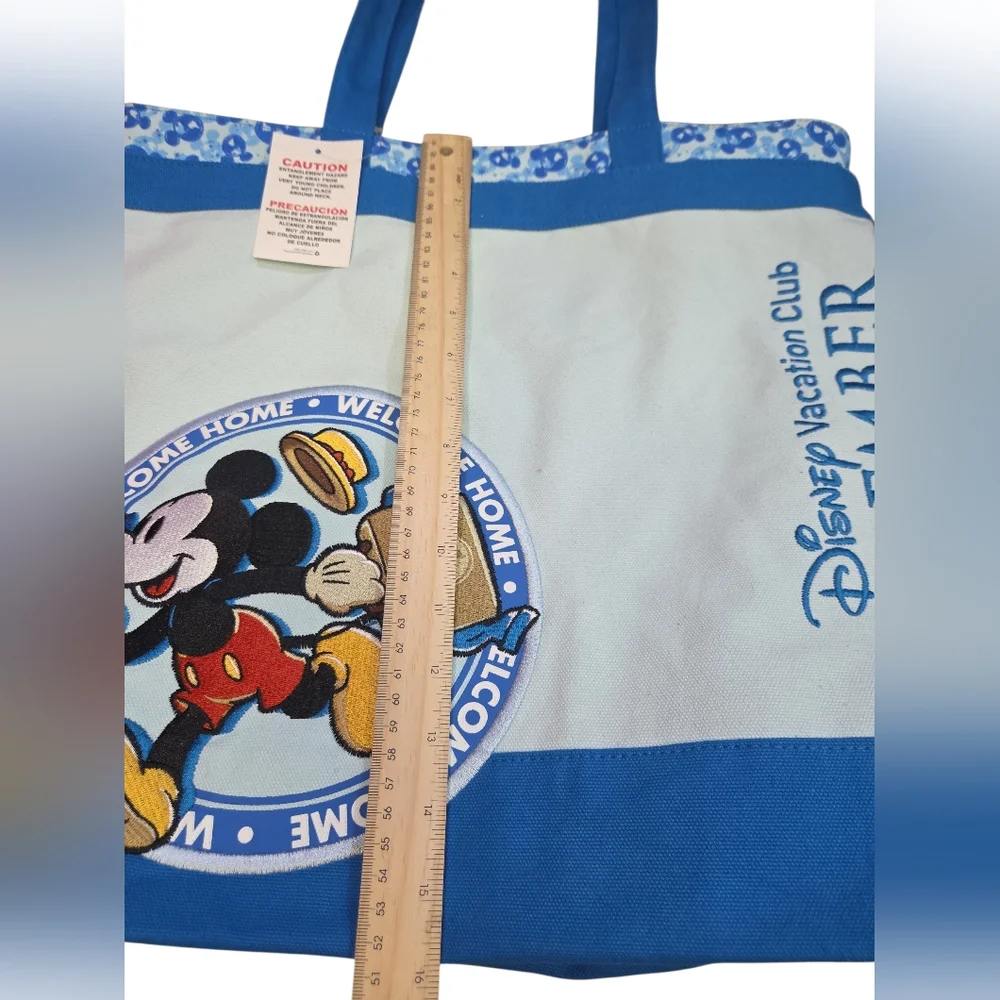 Disney Parks Mickey‎ Mouse Welcome Home Tote Bag Blue Canvas - Picture 7 of 7